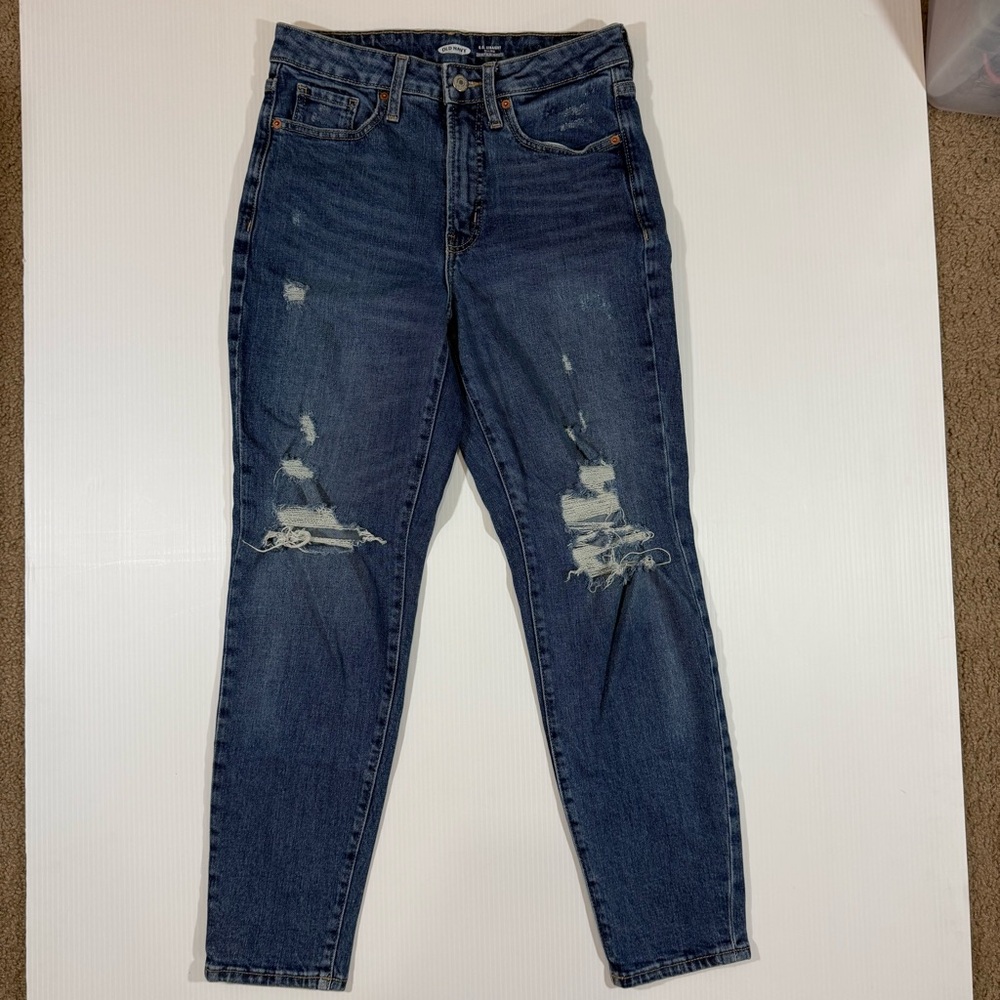 Old navy OG Straight high rise secret slim pockets women size 4 distressed jeans